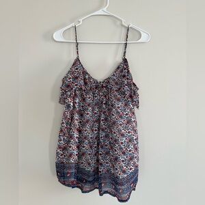 Joie Floral Print Spaghetti Strap Top - Red and Blue